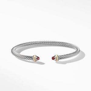 David Yurman Cable Classic Collection Bracelet with Garnet & 18k Yellow Gold